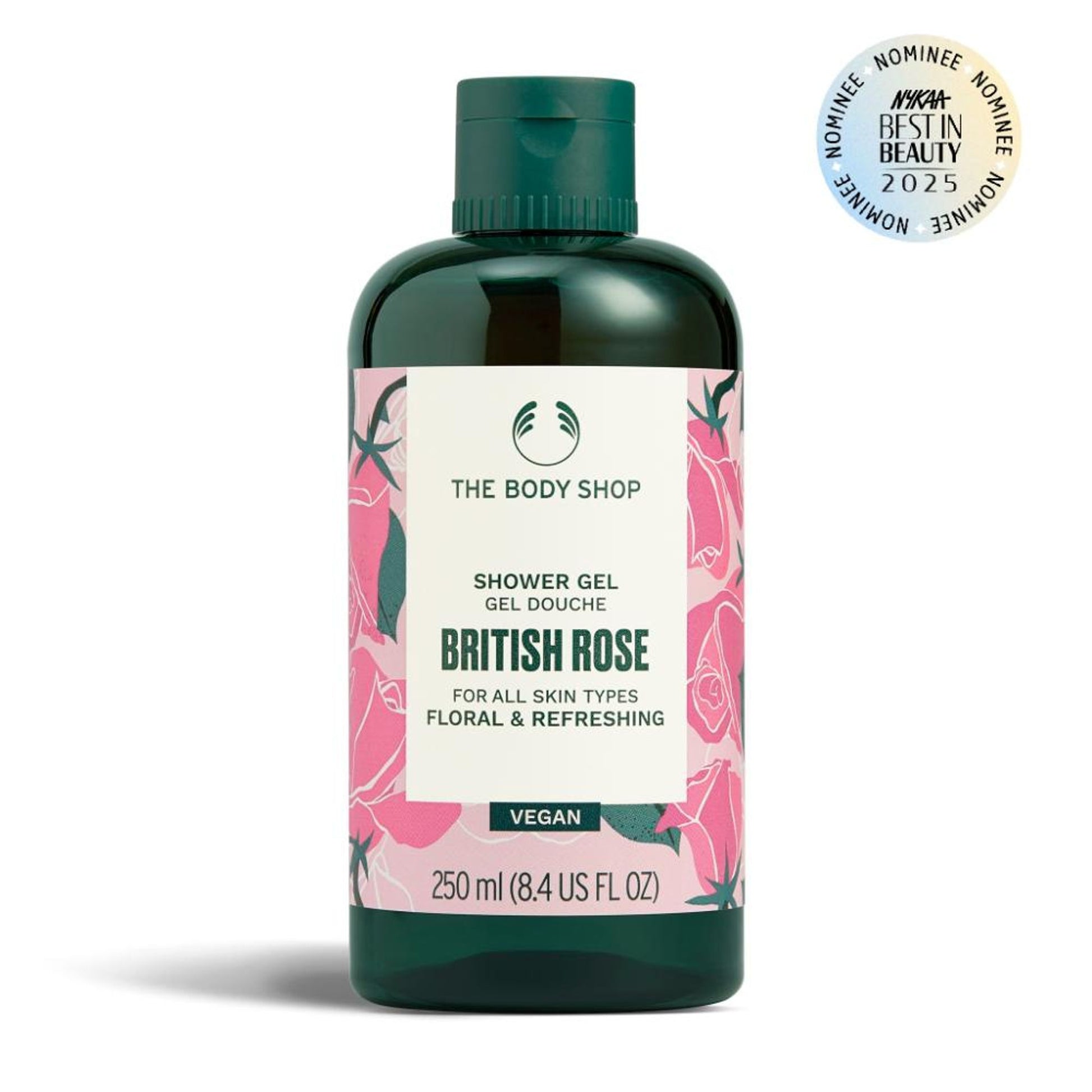 The Body Shop British Rose Shower Gel, Softens & Cleanses, Floral Scent of Rose & Aloe, Soap-Free