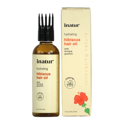 Inatur Hibiscus Hair Oil with Almond, Bhringraj & Amla, for Dry, Damaged Hair Care
