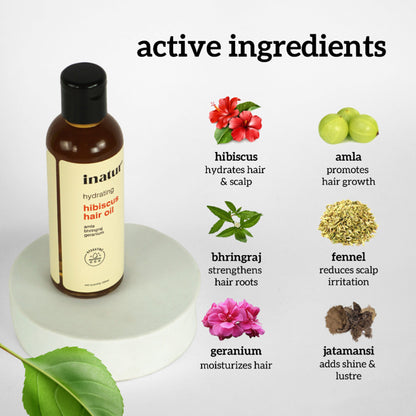 Inatur Hibiscus Hair Oil with Almond, Bhringraj & Amla, for Dry, Damaged Hair Care