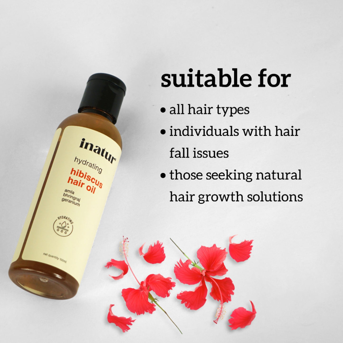 Inatur Hibiscus Hair Oil with Almond, Bhringraj & Amla, for Dry, Damaged Hair Care