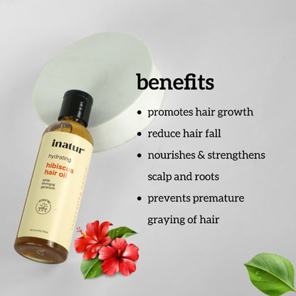 Inatur Hibiscus Hair Oil with Almond, Bhringraj & Amla, for Dry, Damaged Hair Care