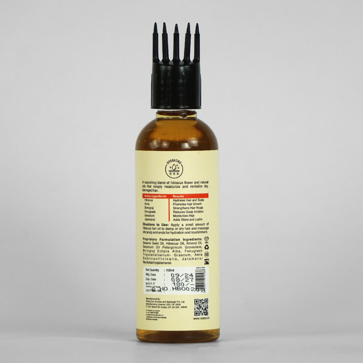 Inatur Hibiscus Hair Oil with Almond, Bhringraj & Amla, for Dry, Damaged Hair Care