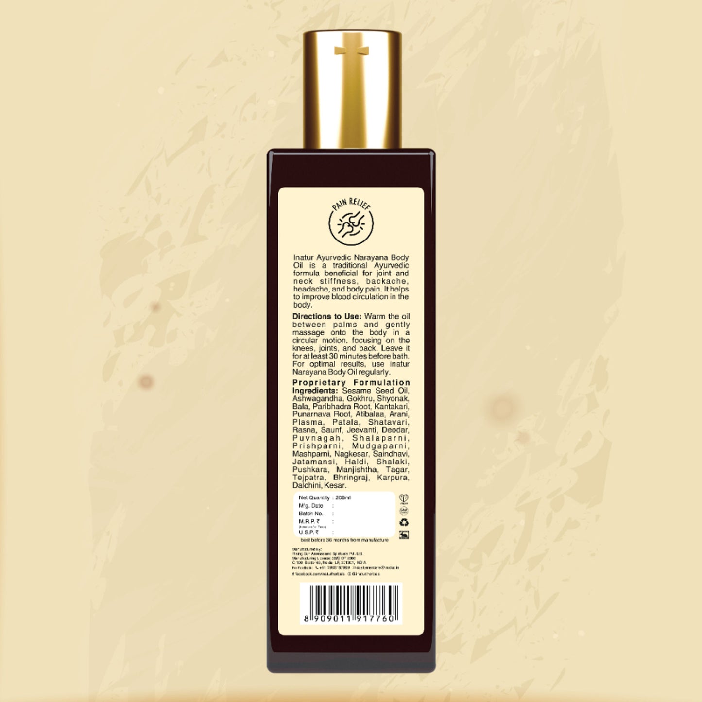 inatur Maha Narayana Ayurvedic Massage Oil with Ashwagandha & Manjistha for Body Pain Relief
