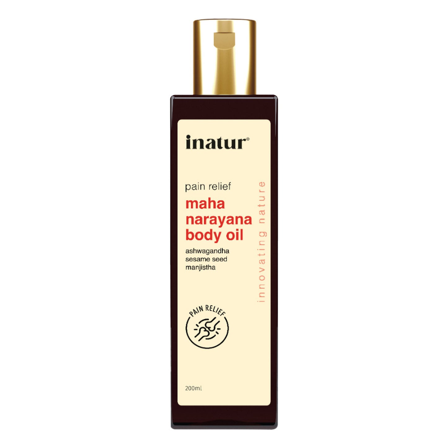 inatur Maha Narayana Ayurvedic Massage Oil with Ashwagandha & Manjistha for Body Pain Relief