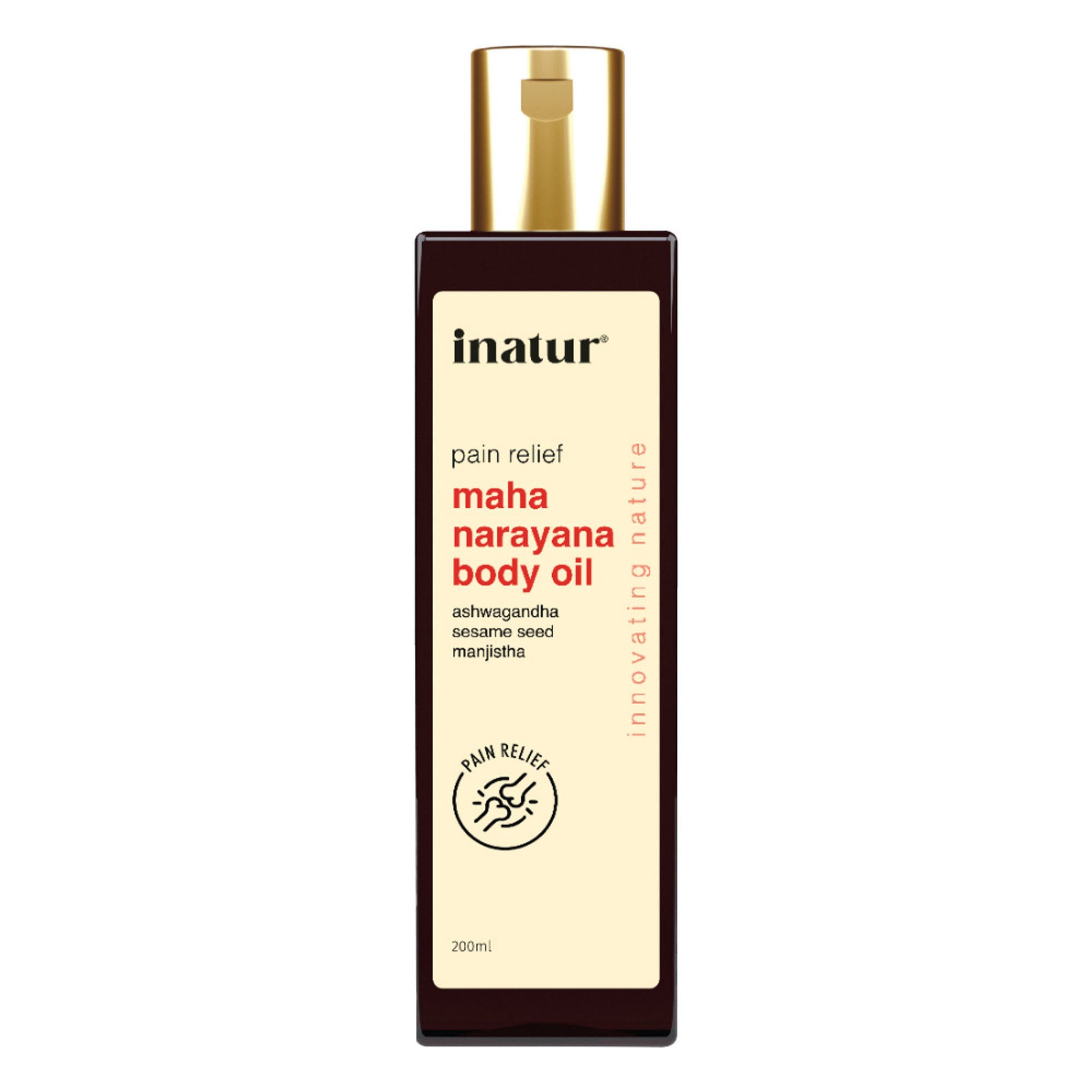 inatur Maha Narayana Ayurvedic Massage Oil with Ashwagandha & Manjistha for Body Pain Relief