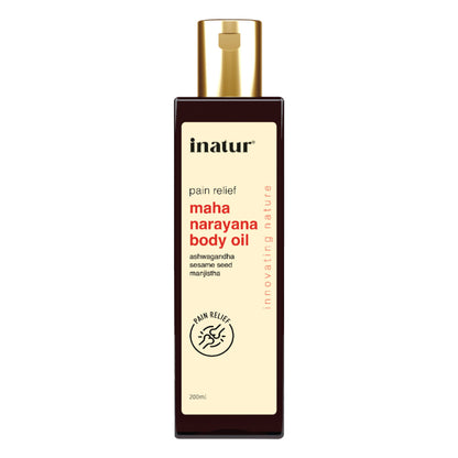 inatur Maha Narayana Ayurvedic Massage Oil with Ashwagandha & Manjistha for Body Pain Relief