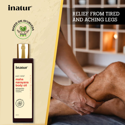 inatur Maha Narayana Ayurvedic Massage Oil with Ashwagandha & Manjistha for Body Pain Relief