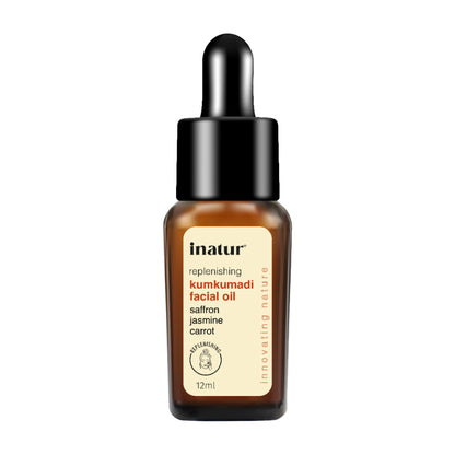Inatur Kumkumadi Face Oil bottle, Ayurvedic glow formula for all skin types, reduces blemishes and fine lines, natural skincare product