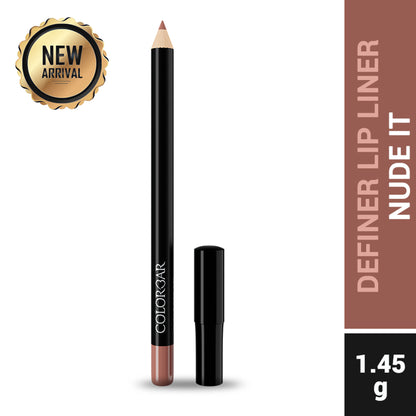 Colorbar Definer Lip Liner in Nude It, beige retractable pencil with a smooth tip for precise lip lining and definition.