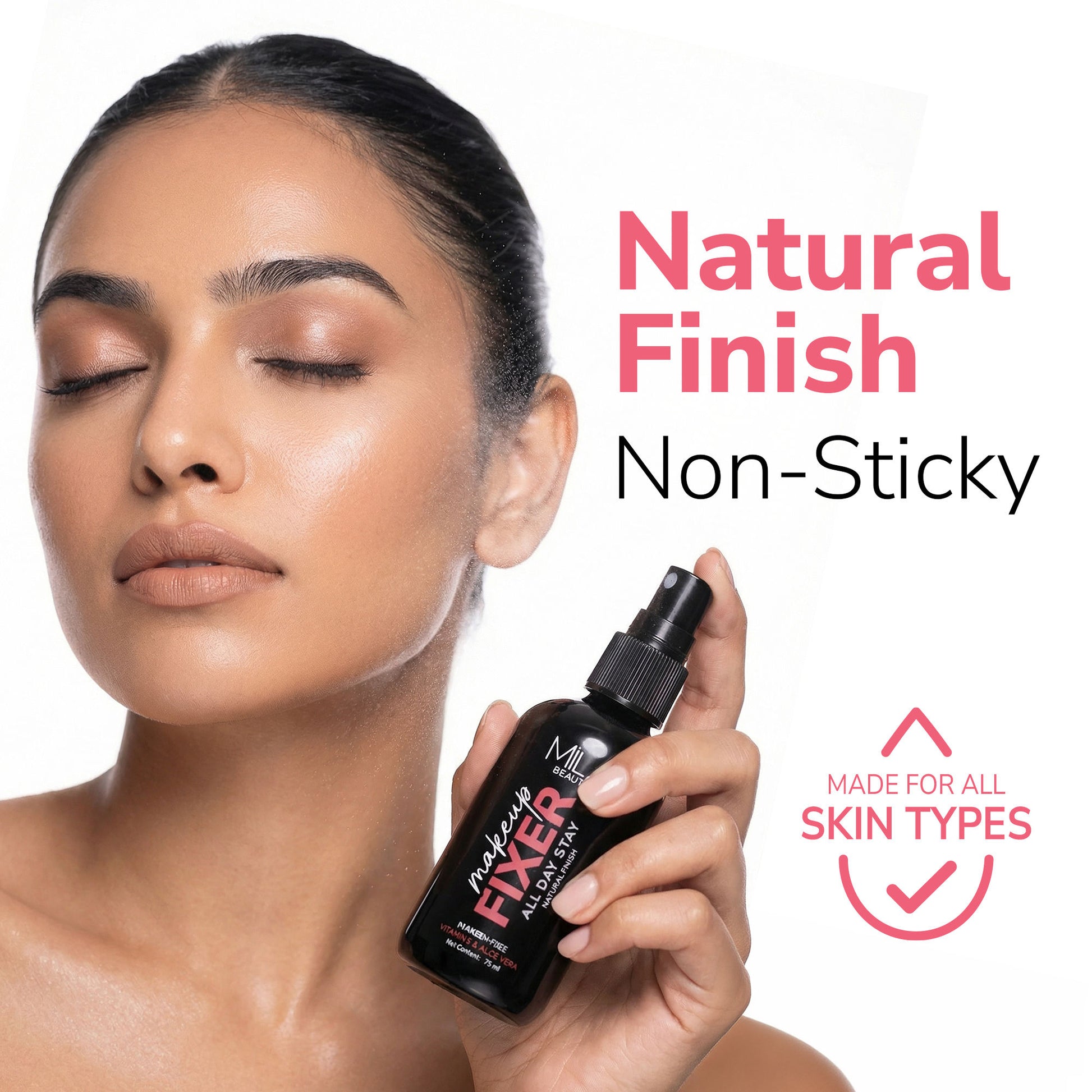 Mila Beauté Non Sticky & Long Lasting Makeup Fixer with Aloe Vera and Vitamin E