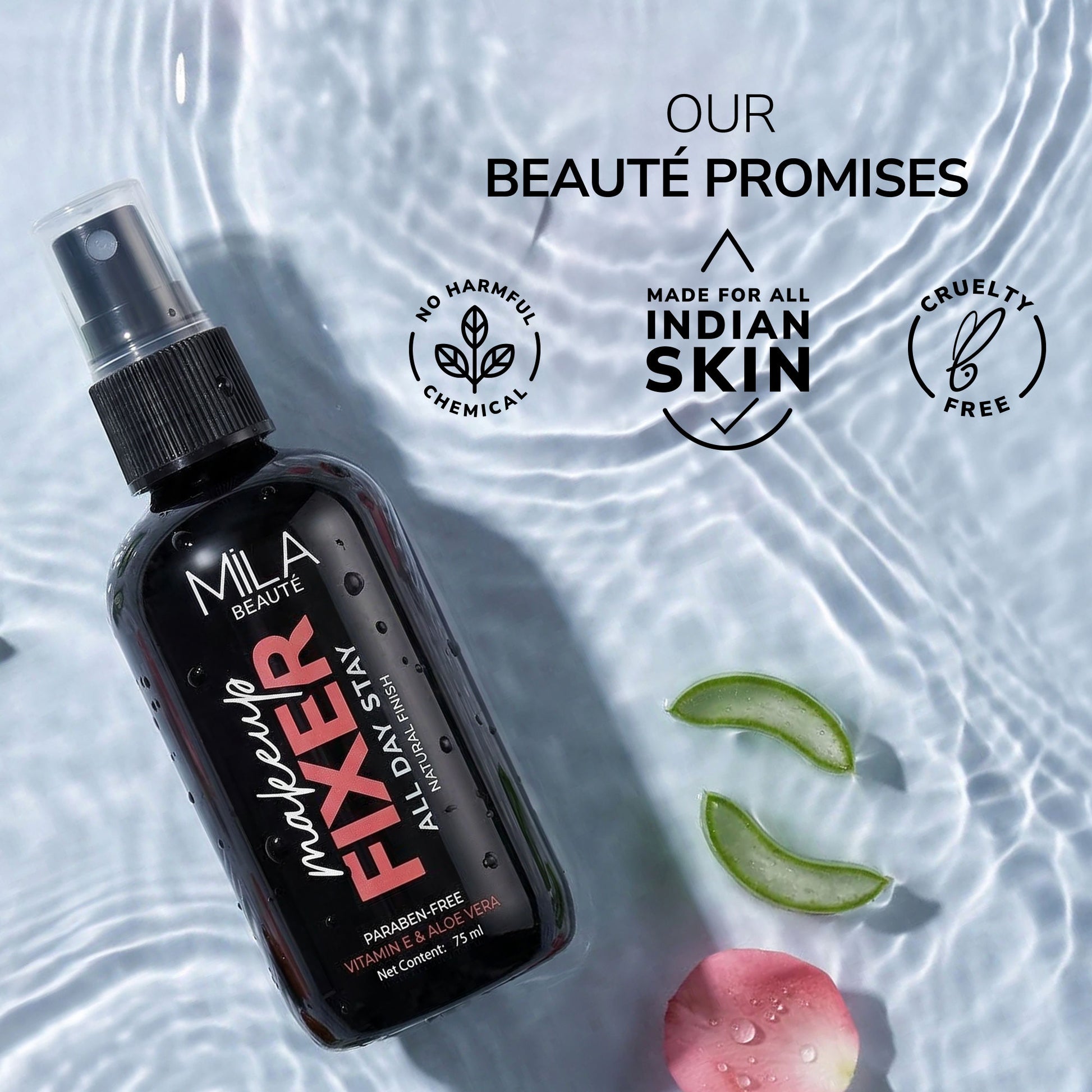 Mila Beauté Non Sticky & Long Lasting Makeup Fixer with Aloe Vera and Vitamin E