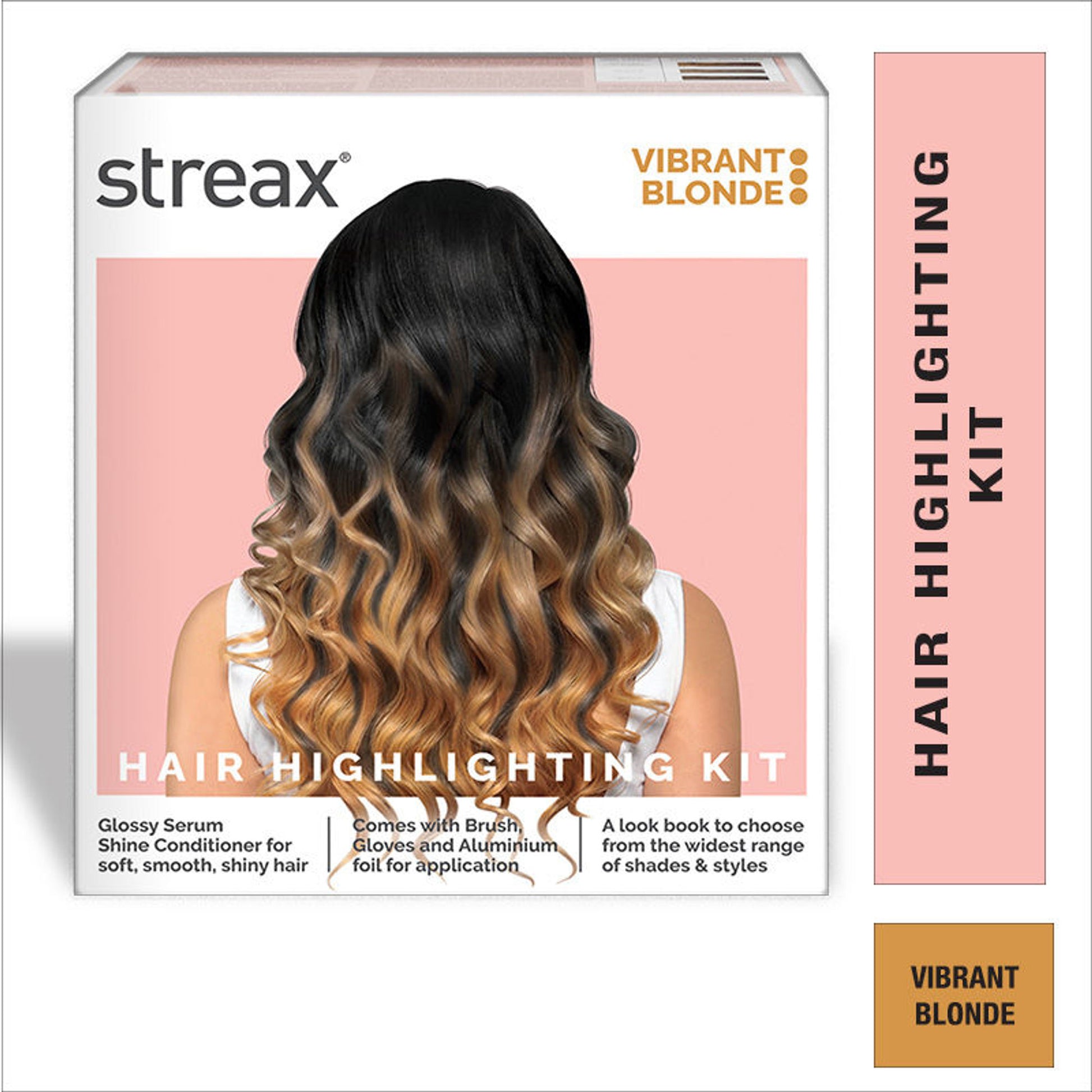 Streax Hair Colour Highlighting Kit - DIY Application, Enriched With Walnut & Argan Oil, Latte Brown - Vibrant Blonde