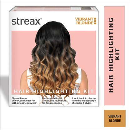 Streax Hair Colour Highlighting Kit - DIY Application, Enriched With Walnut & Argan Oil, Latte Brown - Vibrant Blonde