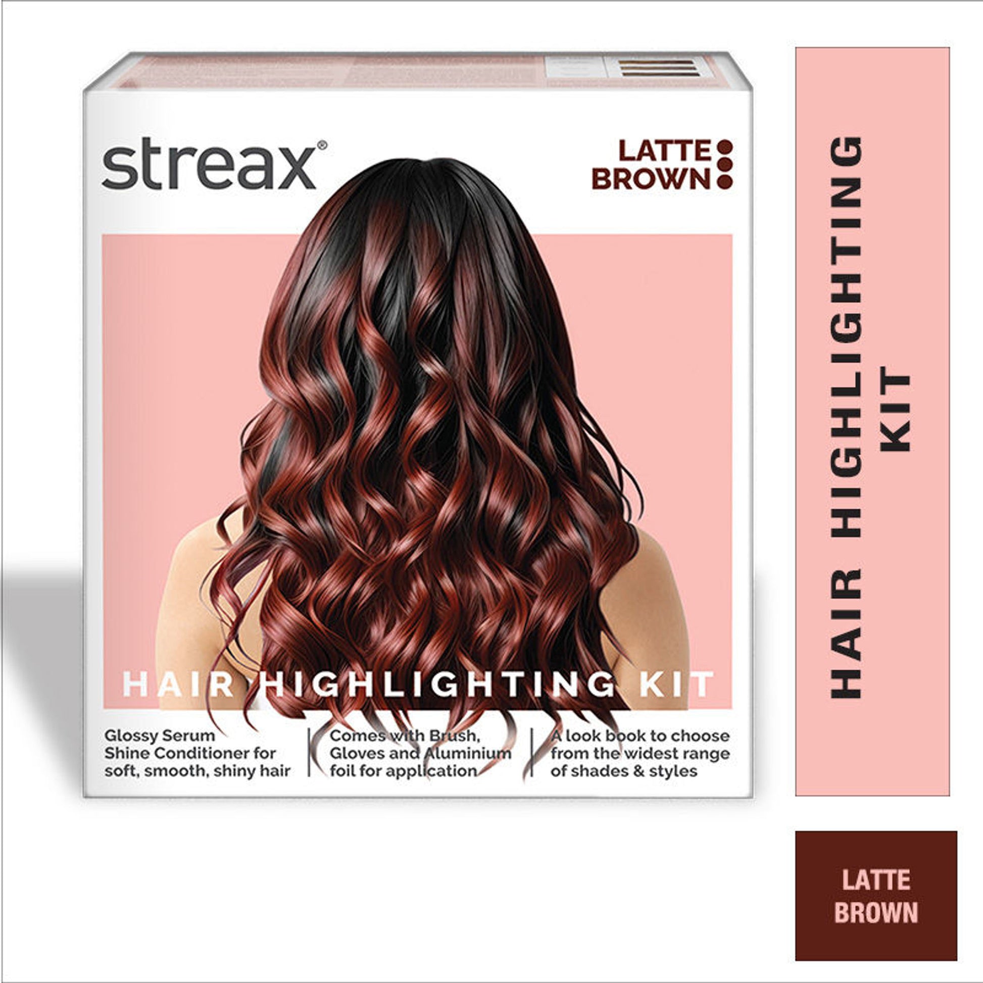 Streax Hair Colour Highlighting Kit - DIY Application, Enriched With Walnut & Argan Oil, Latte Brown - Latte Brown