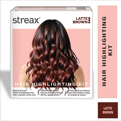 Streax Hair Colour Highlighting Kit - DIY Application, Enriched With Walnut & Argan Oil, Latte Brown - Latte Brown
