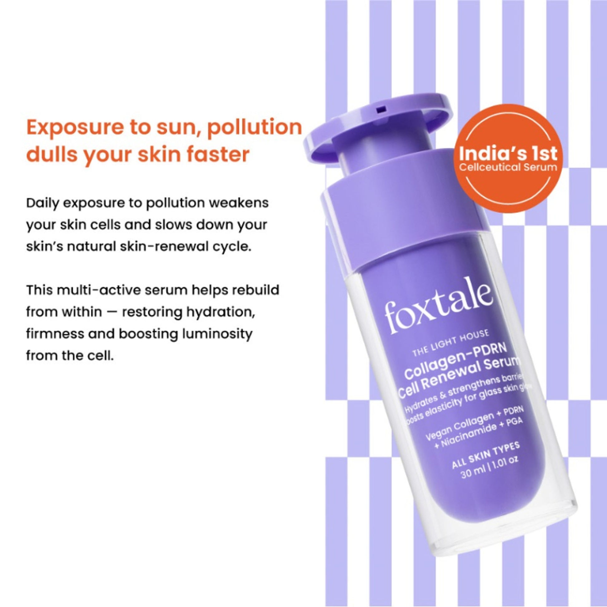 Foxtale Cell Renewal Serum - with Collagen, PDRN, PGA & Niacinamide