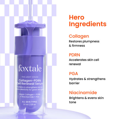 Foxtale Cell Renewal Serum - with Collagen, PDRN, PGA & Niacinamide