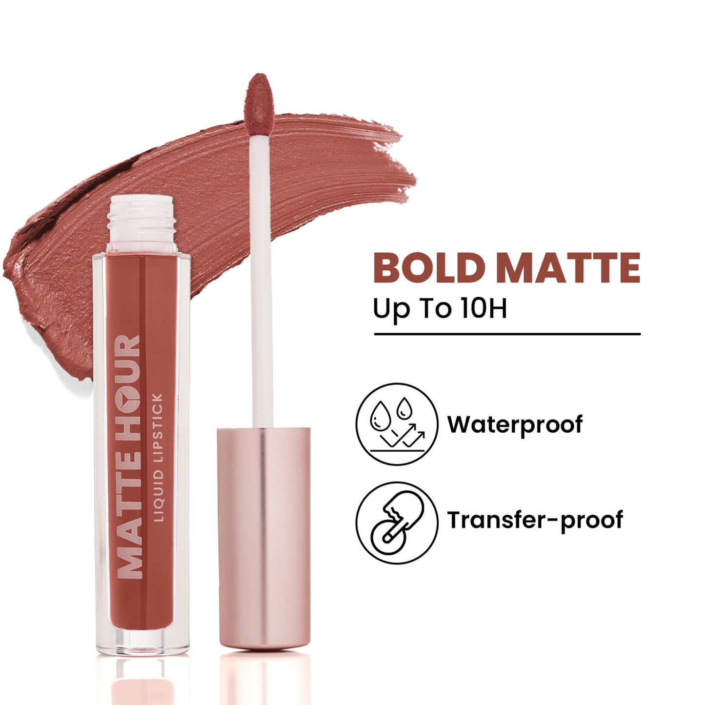 Swiss Beauty Matte Hour Waterproof Liquid Lipstick, Up To 10-Hour - 3 Bare Cosmo