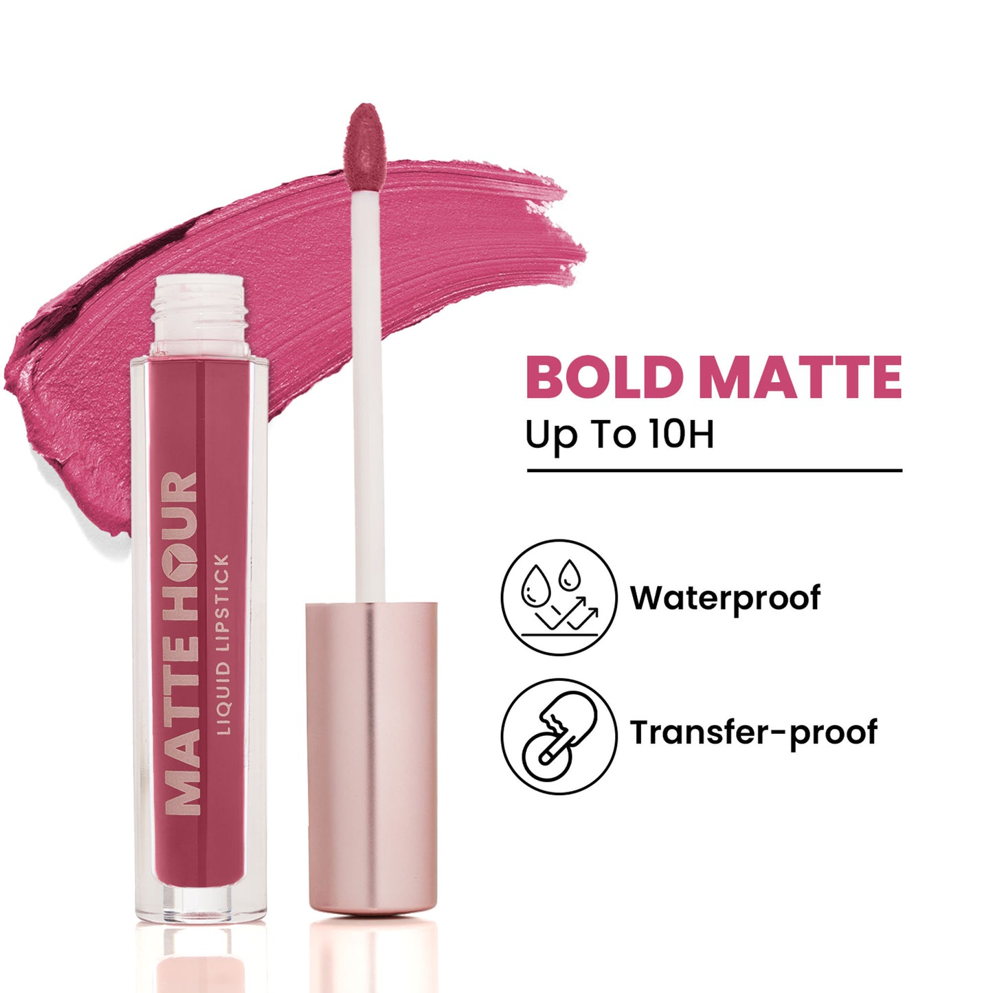 Swiss Beauty Matte Hour Waterproof Liquid Lipstick, Up To 10-Hour - 5 Pink Margarita