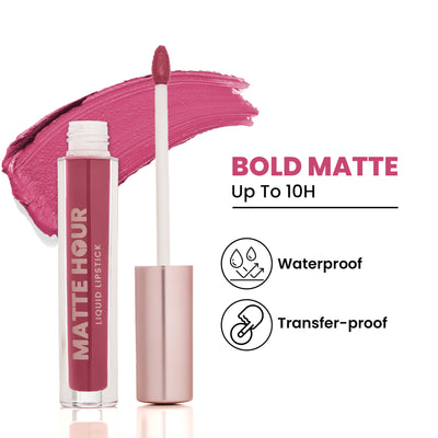 Swiss Beauty Matte Hour Waterproof Liquid Lipstick, Up To 10-Hour - 5 Pink Margarita
