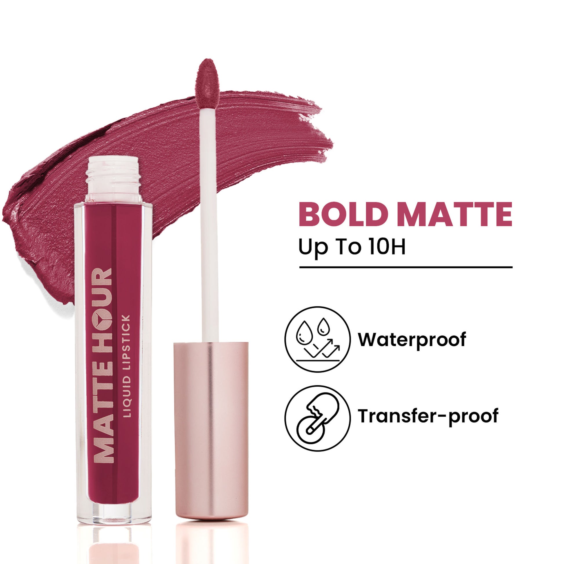 Swiss Beauty Matte Hour Waterproof Liquid Lipstick, Up To 10-Hour - 6 Berry Fizz