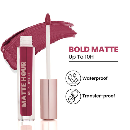 Swiss Beauty Matte Hour Waterproof Liquid Lipstick, Up To 10-Hour - 6 Berry Fizz