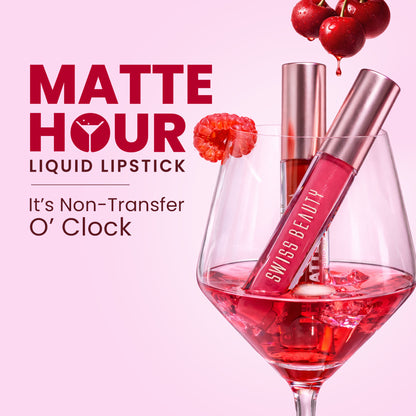 Swiss Beauty Matte Hour Waterproof Liquid Lipstick, Up To 10-Hour - 6 Berry Fizz