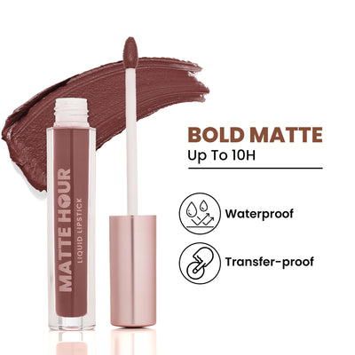 Swiss Beauty Matte Hour Waterproof Liquid Lipstick, Up To 10-Hour - 8 Smoked Bourbon