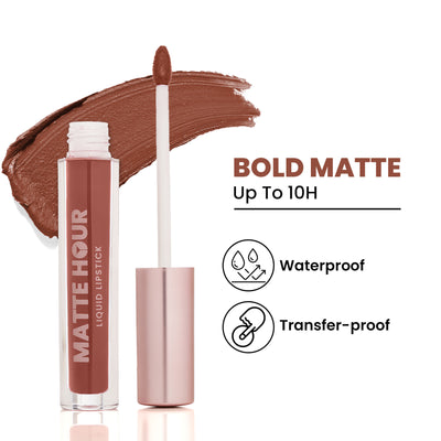Swiss Beauty Matte Hour Waterproof Liquid Lipstick, Up To 10-Hour - 9 Cinnamon Sour