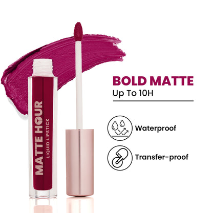 Swiss Beauty Matte Hour Waterproof Liquid Lipstick, Up To 10-Hour - 13 Sangria Splash
