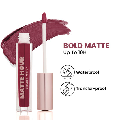 Swiss Beauty Matte Hour Waterproof Liquid Lipstick, Up To 10-Hour - 14 Mulled Merlot