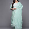 Indyancart VA Women's Floral Embroidered Sequinned Pure Cotton Kurta Set