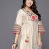 Dhiyona IE Women Floral Embroidered Thread Work Liva Kurta With Trousers