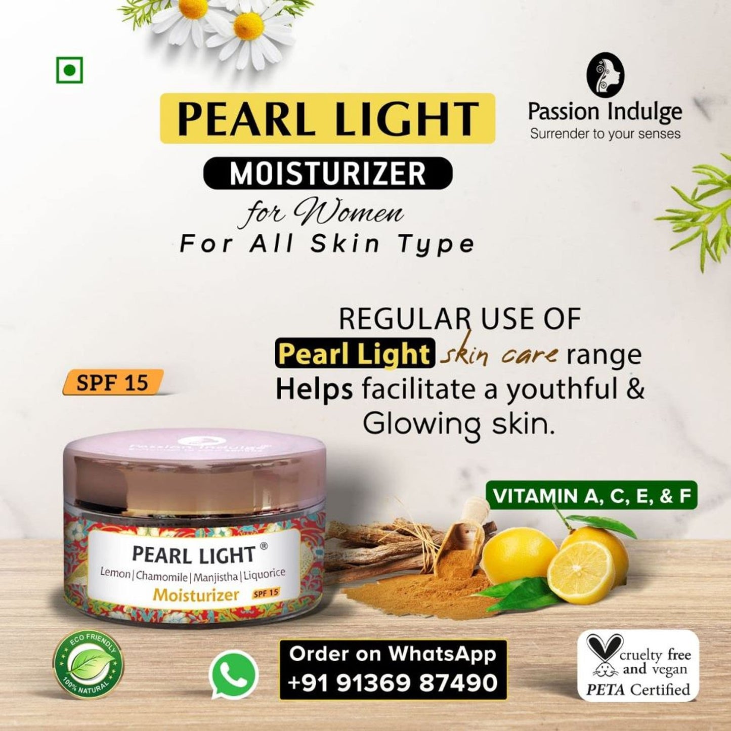 Passion Indulge Pearl Light Moisturizer for CLEAR COMPLEXION & Skin Lightening