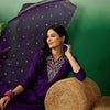 Dhiyona SN Women's Purple Floral Embroidered V-Neck Sequinned Straight Kurta With Trouser & Dupatta