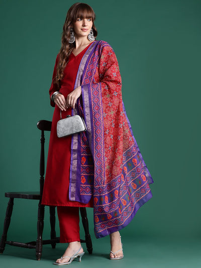 Indyancart IE Kurta with Trousers & With Dupatta