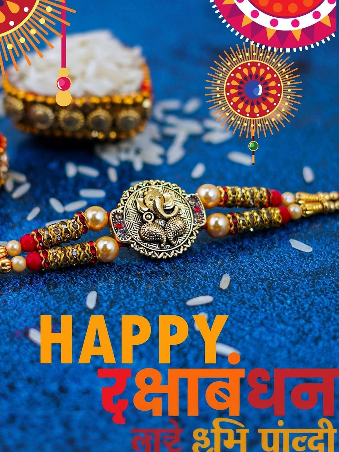 Anouk Set Of 3 Lord Ganesha Elegant Cotton Thread Rakhi