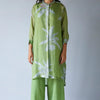 Women's Turtle Green and Grey Bemberg Silk Printed Co-ord Set