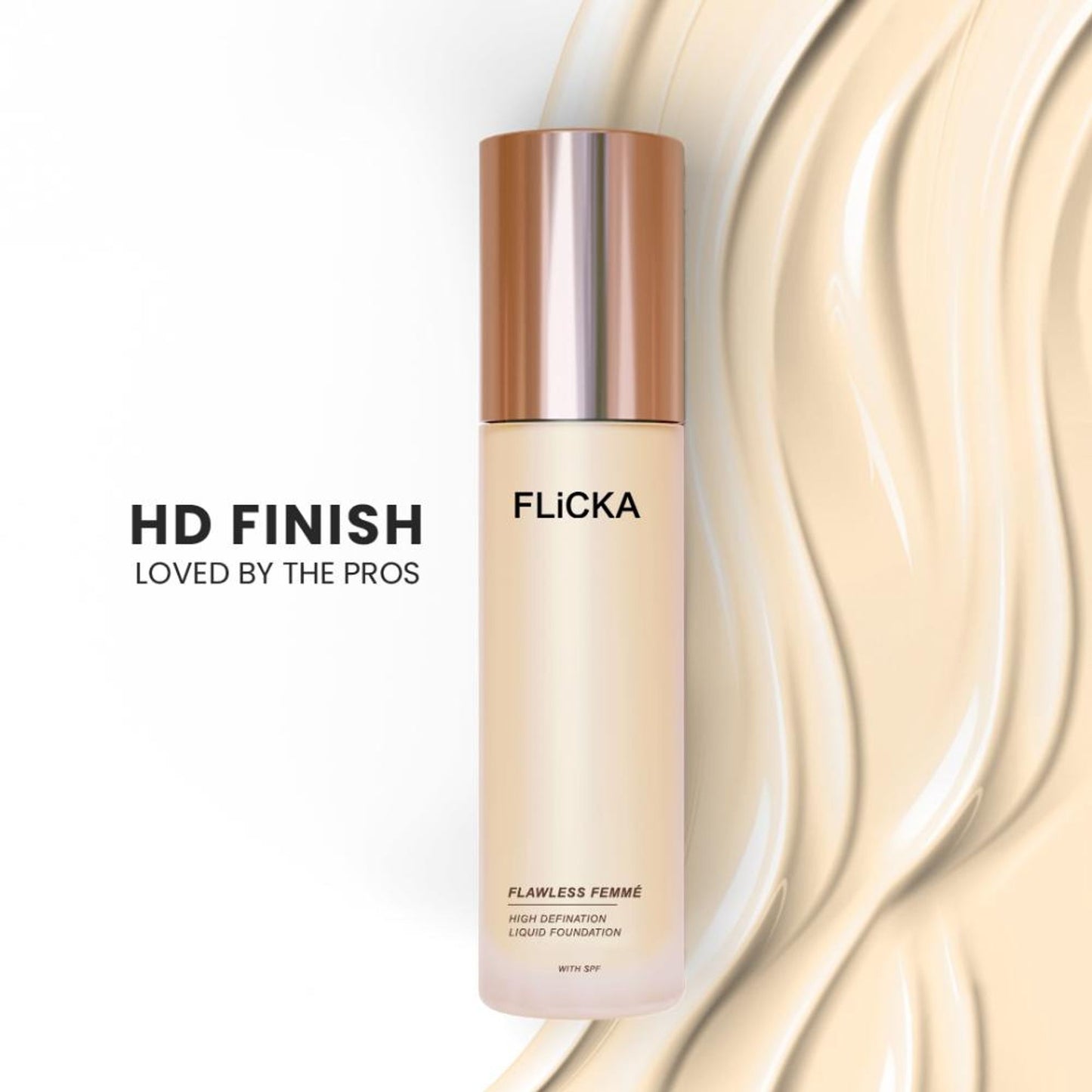 FLiCKA Flawless Femme HD Liquid Foundation Dewy Finish Long Lasting Medium High Coverage - 