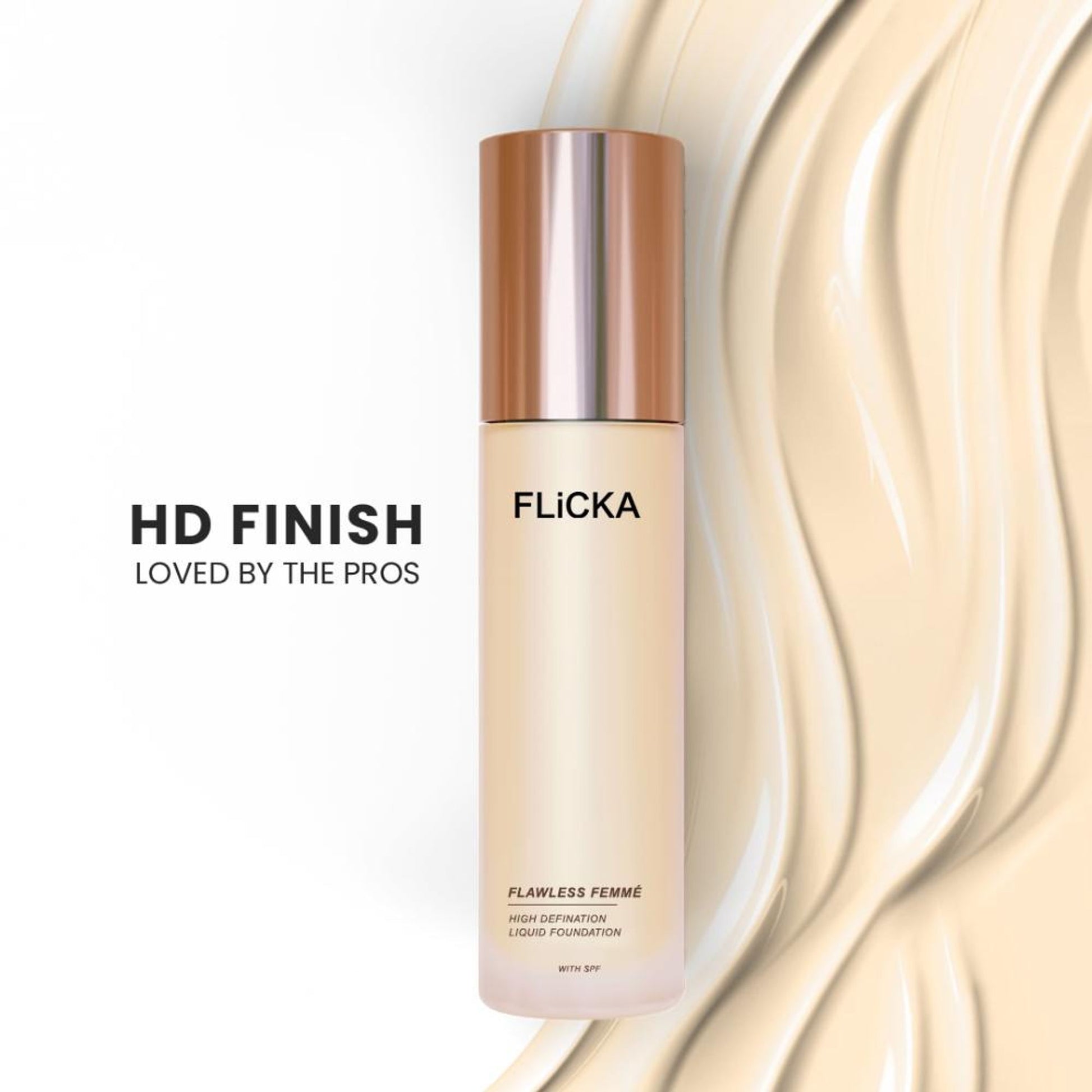 FLiCKA Flawless Femme HD Liquid Foundation Dewy Finish Long Lasting Medium High Coverage - 