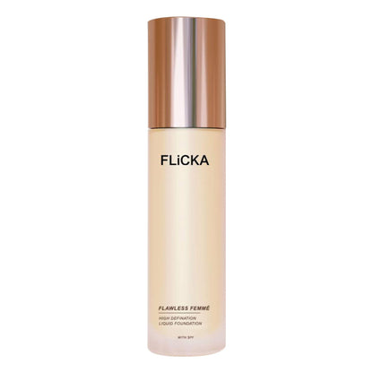FLiCKA Flawless Femme HD Liquid Foundation Dewy Finish Long Lasting Medium High Coverage - 