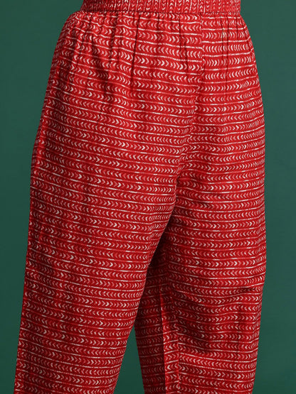 Indyancart IE Ethnic Motifs Printed Kurta with Trousers & Dupatta