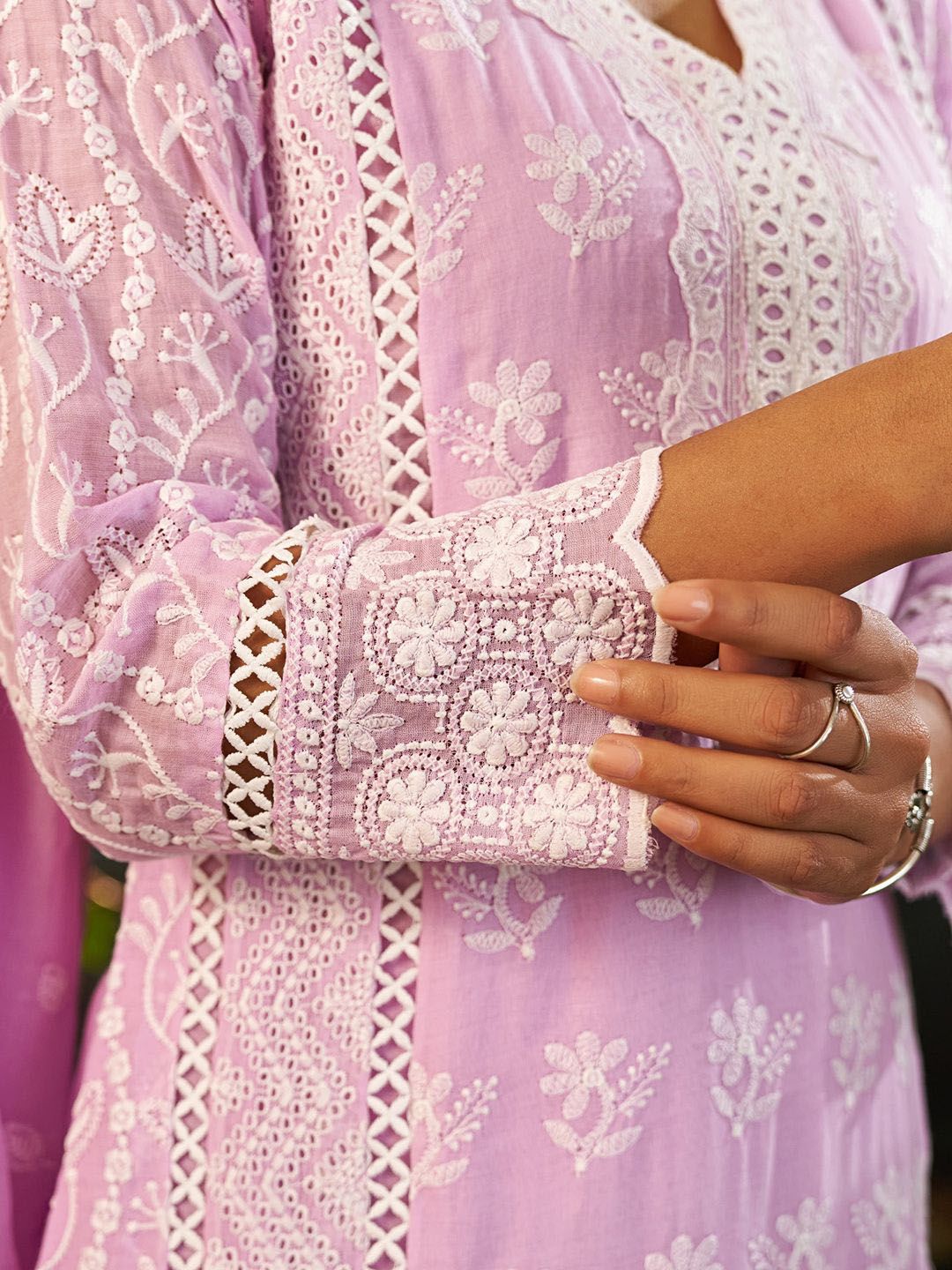 Women Ethnic Motifs Embroidered Cotton Kurta with Trousers & Dupatta