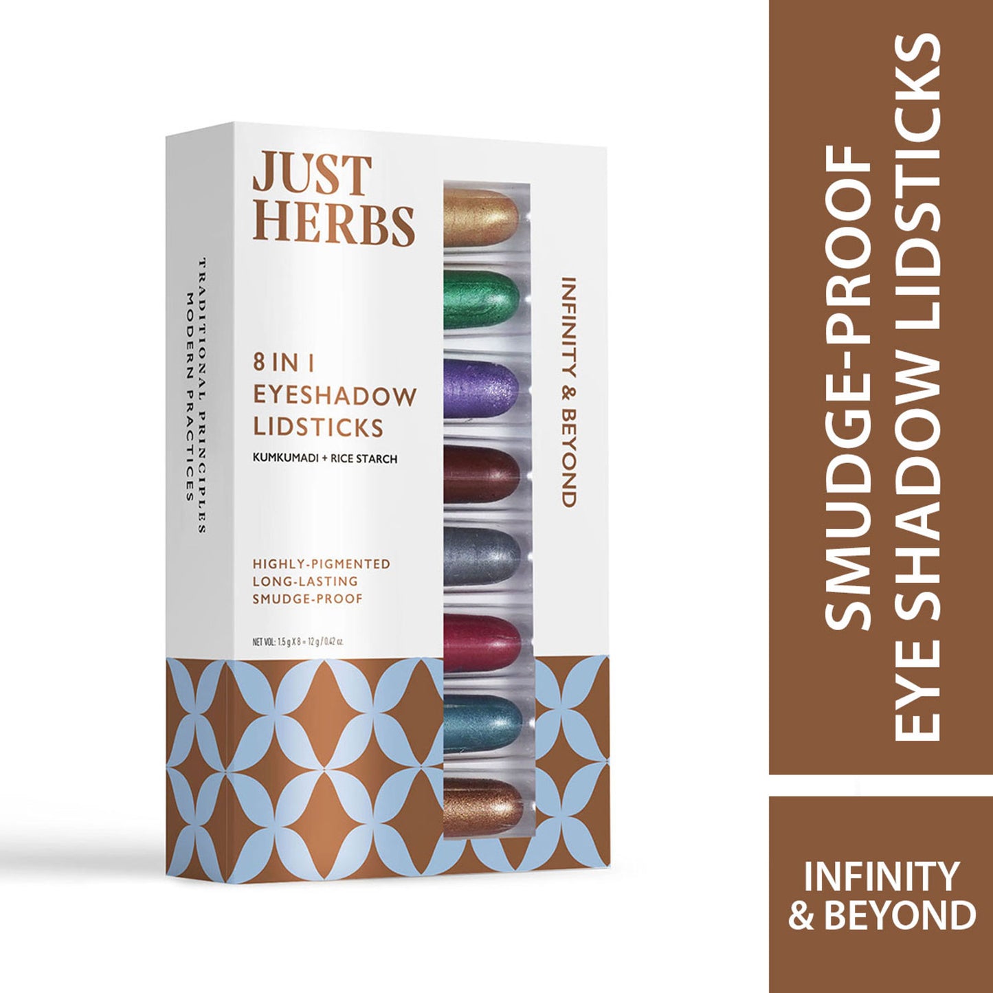 Just Herbs 8 In 1 Eye Shadow Lidsticks Highly-pigmented Long-lasting Smudge-proof - Infinity-beyond