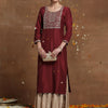 Indyancart IE Ethnic Motifs Embroidered A-line Kurta