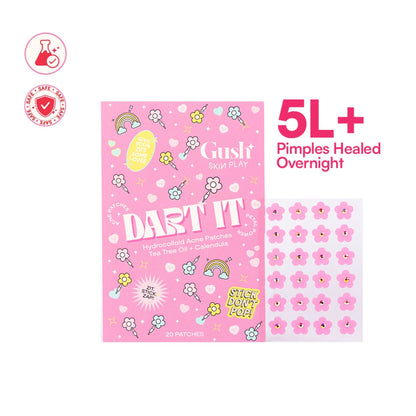 Gush Beauty Dart It Pimple Patches Work in 6-8 Hrs For Acne, Zits And Blemishes - Pink Flower