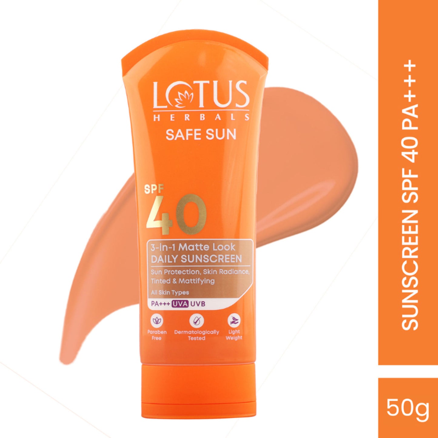Lotus Herbals SafeSun 3in1 Matte Look Daily Sunscreen SPF 40 PA+++ ,Tinted & Dermatologically Free