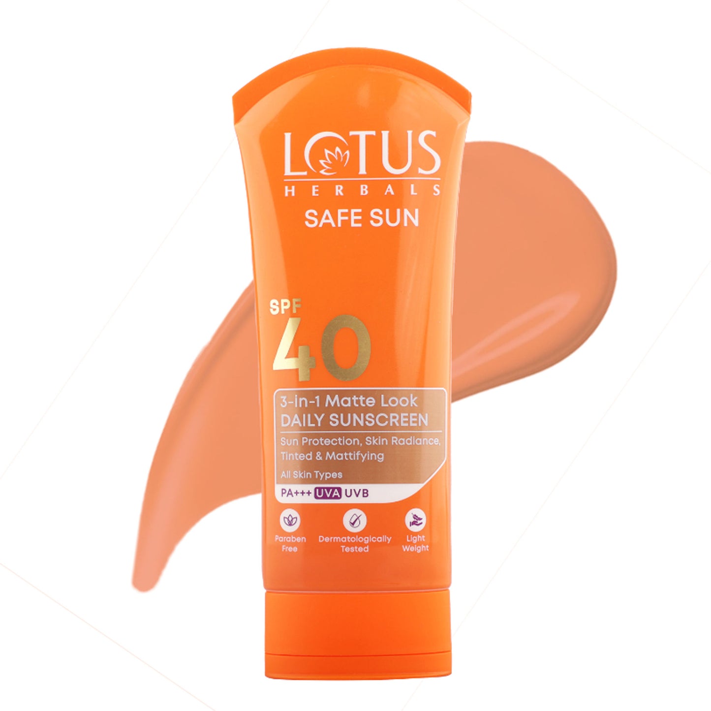Lotus Herbals SafeSun 3in1 Matte Look Daily Sunscreen SPF 40 PA+++ ,Tinted & Dermatologically Free