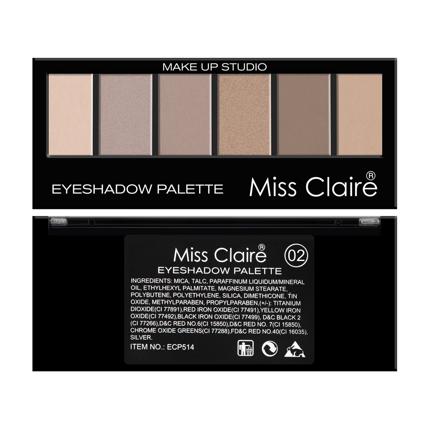 Miss Claire Makeup Studio Eyeshadow Palette - 2 Naked