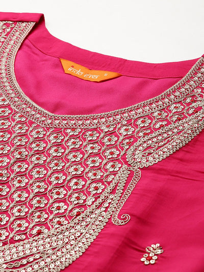 Indyancart IE Ethnic Motifs Embroidered Kurta with Trousers & Dupatta